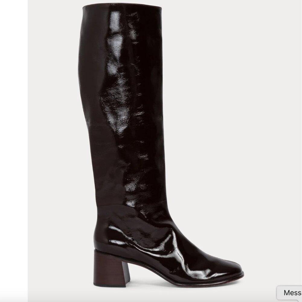 Rachel Comey Black Patent Knee-High Block Heel Boots